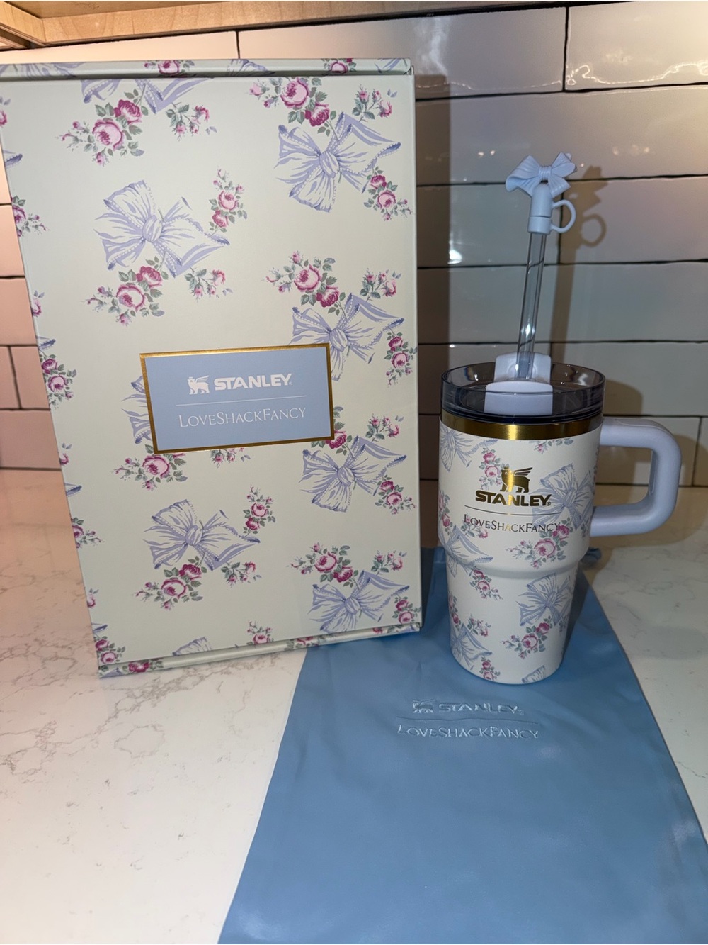LOVESHACKFANCY x Stanley 20 oz tumbler in Rosa Beaux Blue